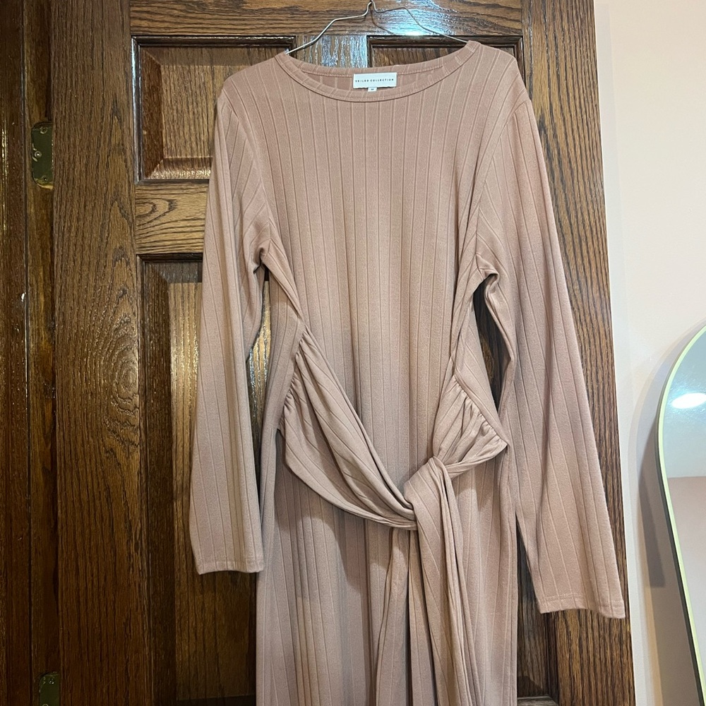 Veiled Collection Long Sleeve Dress in Warm Rose
